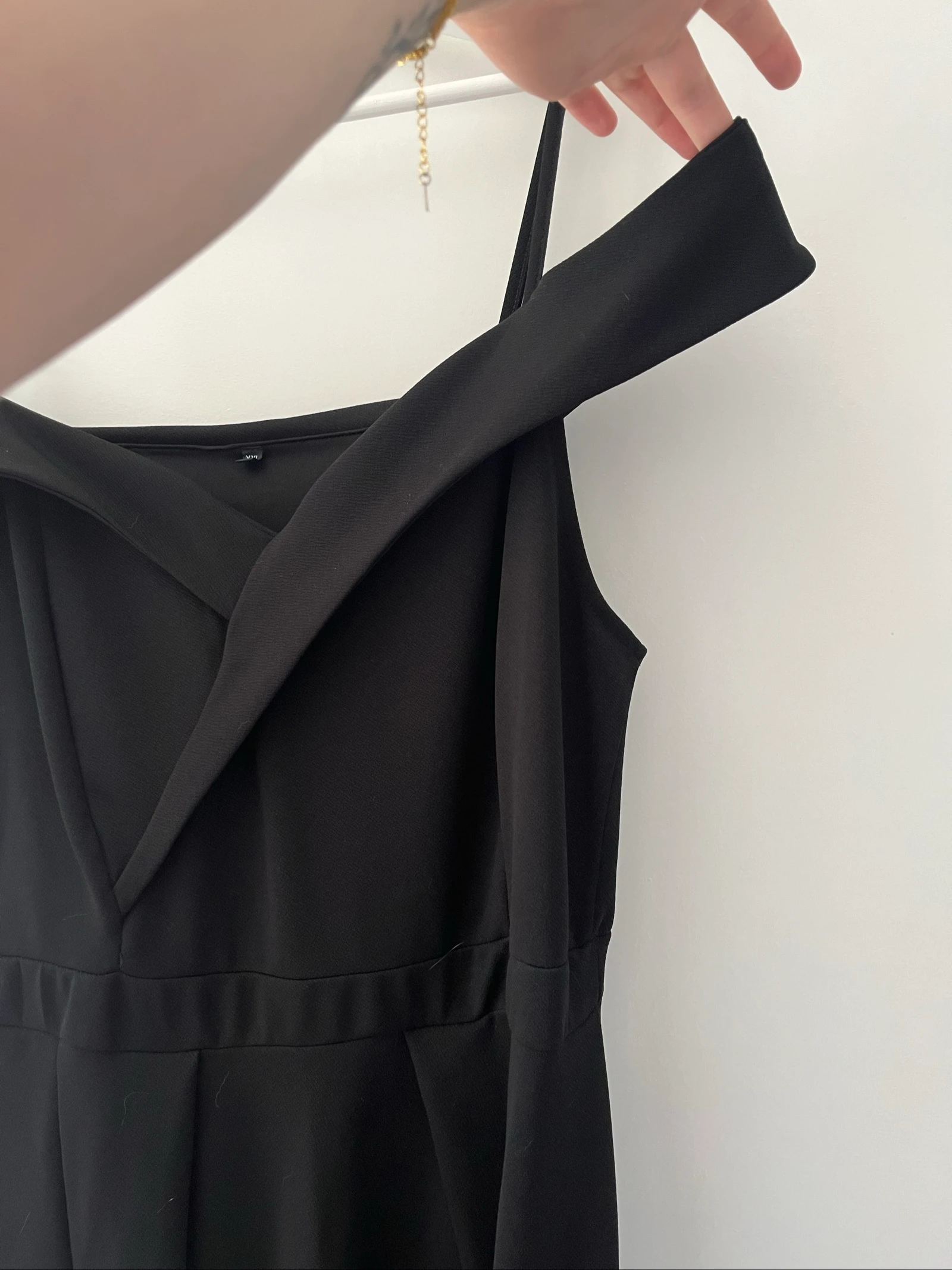 Vestido elegante negro con tirantes finos y abertura lateral, corte recto - Talla grande/Curve - XXL - Elenzga – photo 3